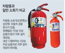 차량용 소화기 의무화 설치-비교