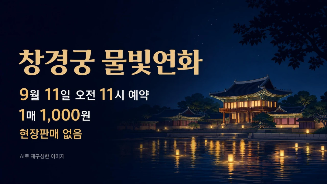 2026 창경궁 물빛연화 9월 11일 오전 11시 예약과 1천원 티켓 안내