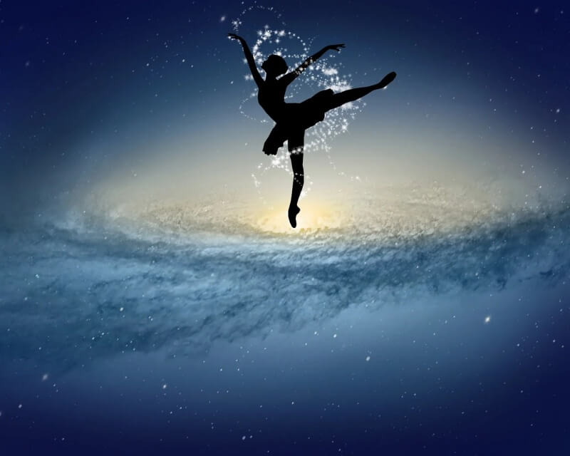 밤하늘 은하수와 발레리나 그림자 그림