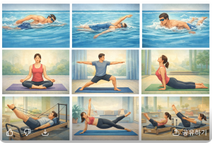 수영, 요가, 필라테스