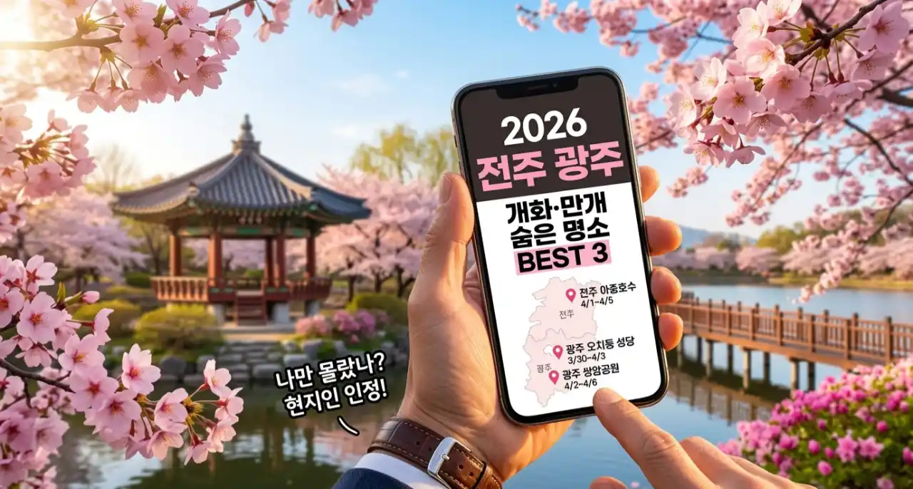 2026 전주 광주 벚꽃 개화 및 만개 시기와 아내에게 칭찬받은 숨은 명소 3가지 비밀