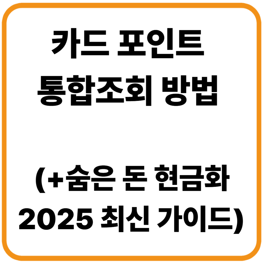 카드 포인트 통합조회 방법 (숨은 돈 현금화 2025 최신 가이드)