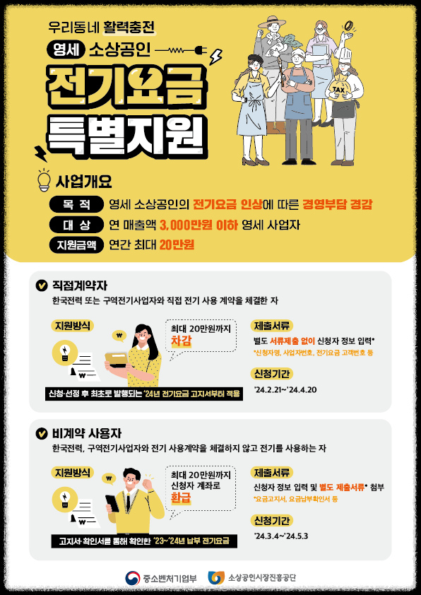 소상공인 전기요금 특별지원kr 신청, 소상공인 전기요금 감면 지원