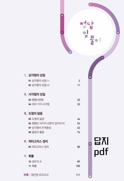 라이트쎈 2-2 목차