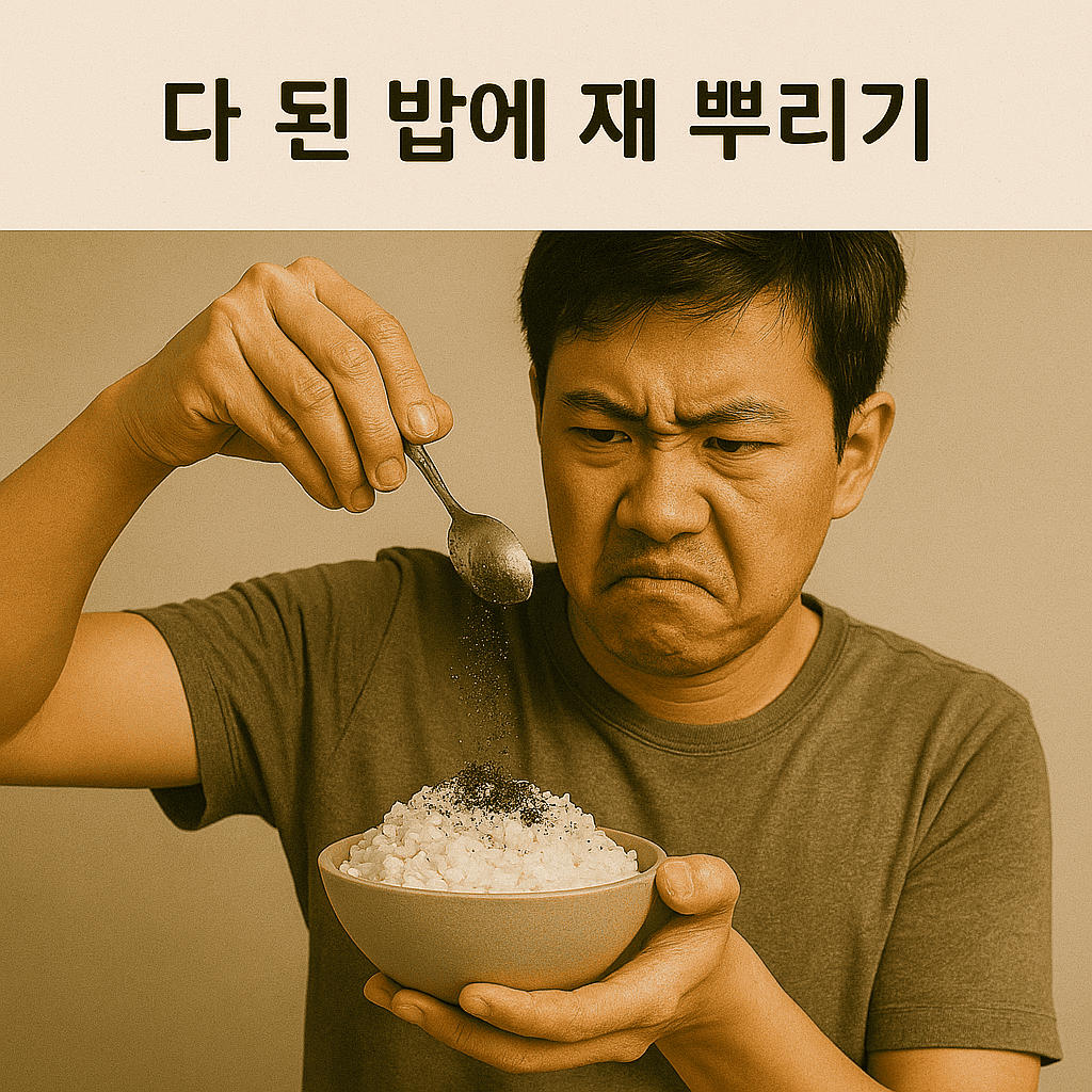 다 된 밥에 재 뿌리기