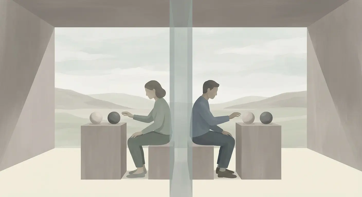 An illustration representing the design intent of the Prisoner’s Dilemma thought experiment