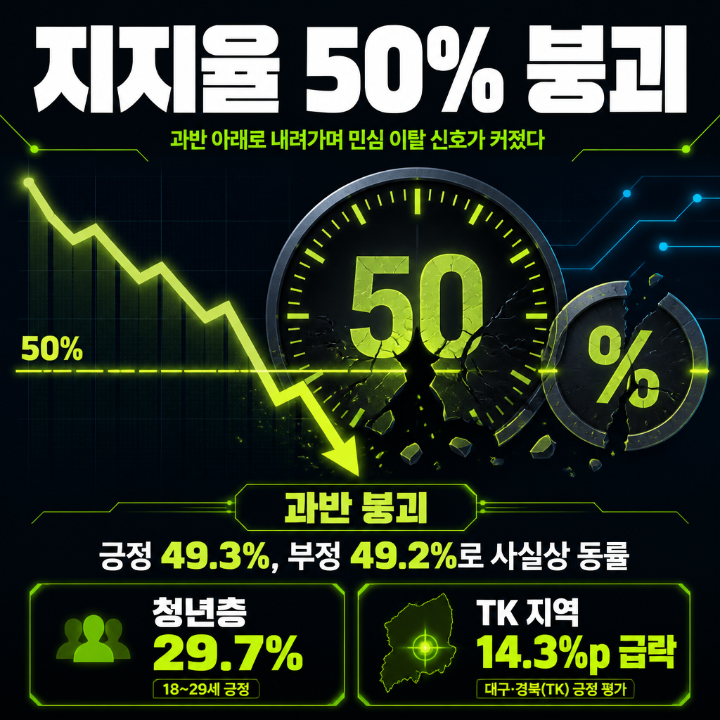 지지율 50% 붕괴