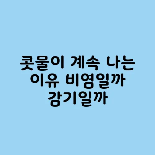 콧물이 계속 나는 이유 비염일까 감기일까