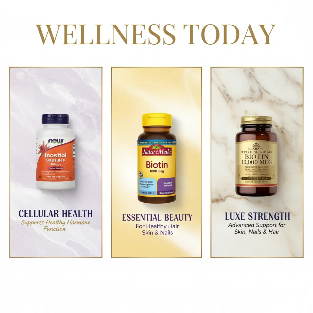 비오틴 추천 제품 TOP3 솔가, 네이처메이드, 나우푸드를 보여주는 이미지