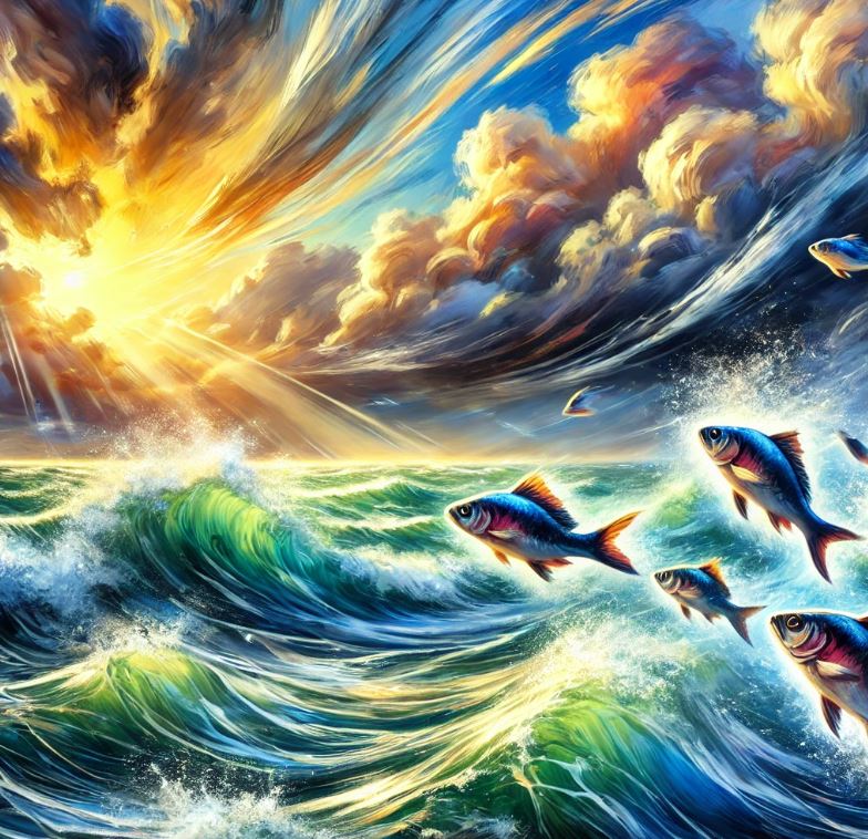 바다에 바람이 부는 사진