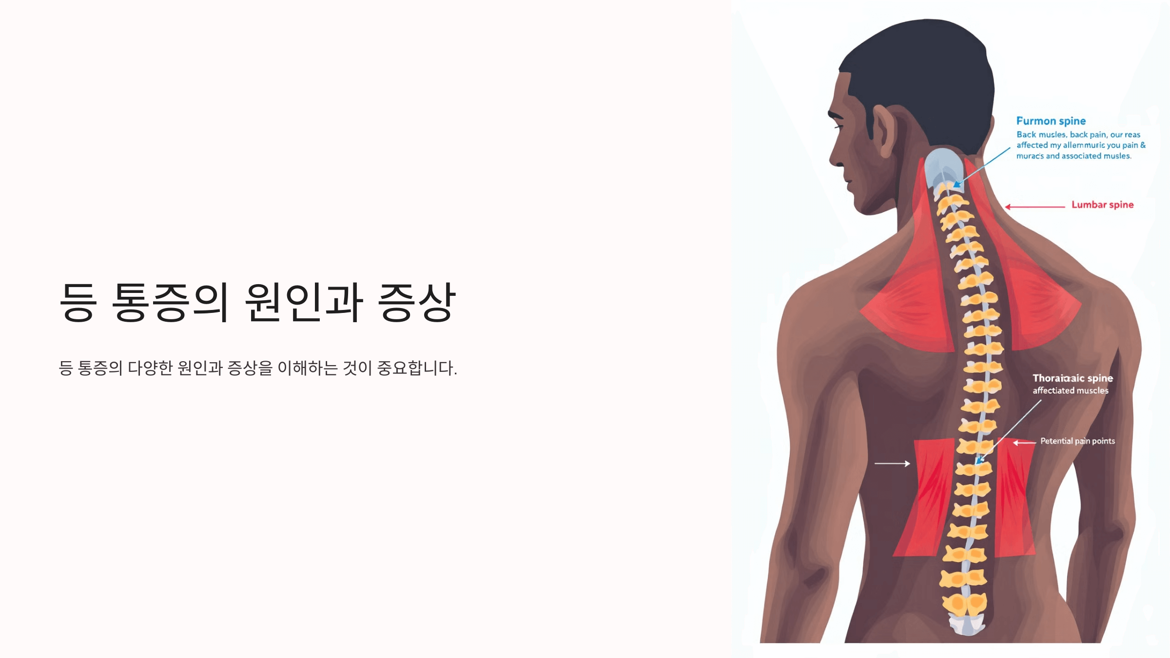 등이 아픈 증세와 관련된 사진입니다.