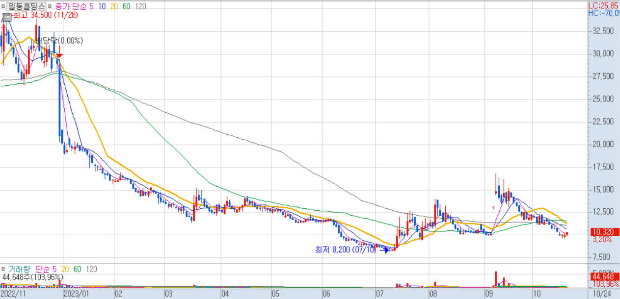 일동홀딩스 주가