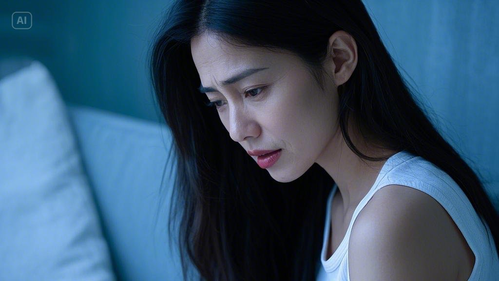 A woman feels stressful.