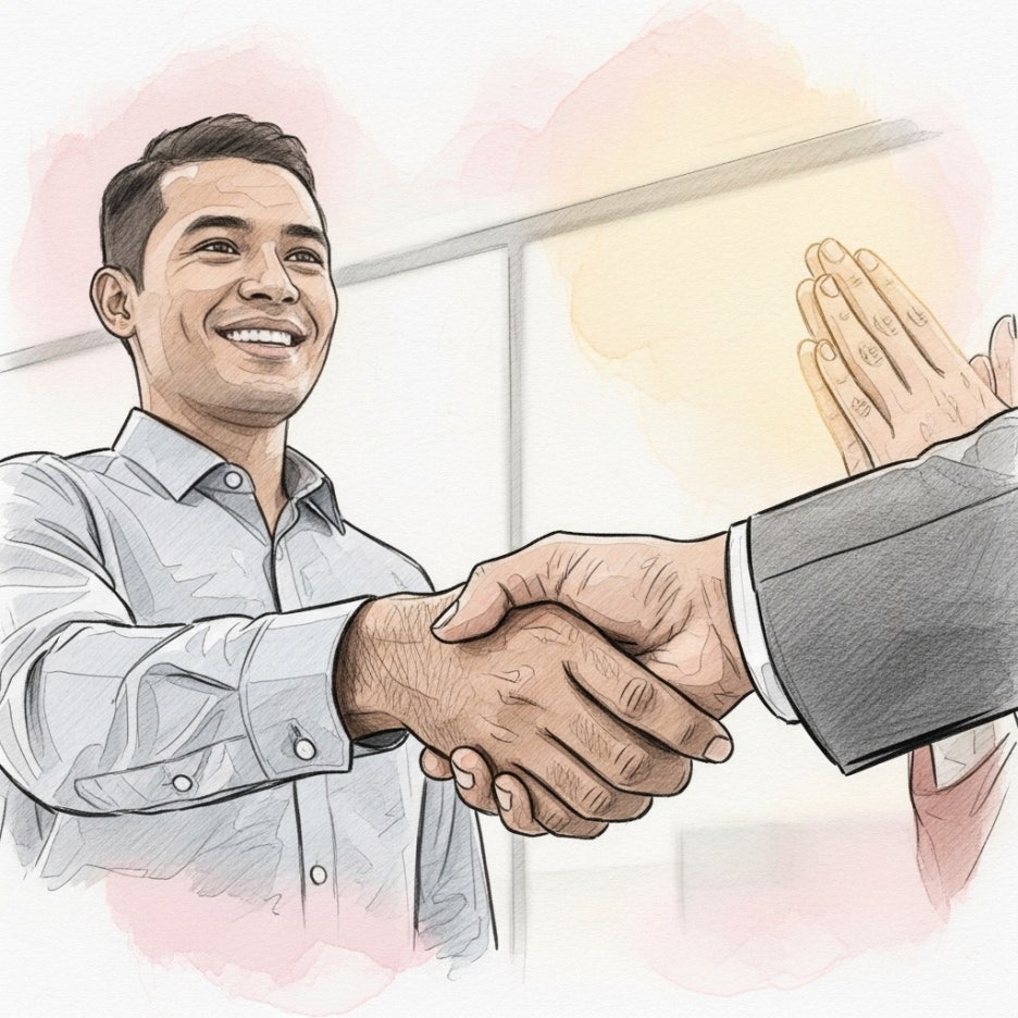 신뢰를 바탕으로 서로의 손을 맞잡은 따뜻한 모습