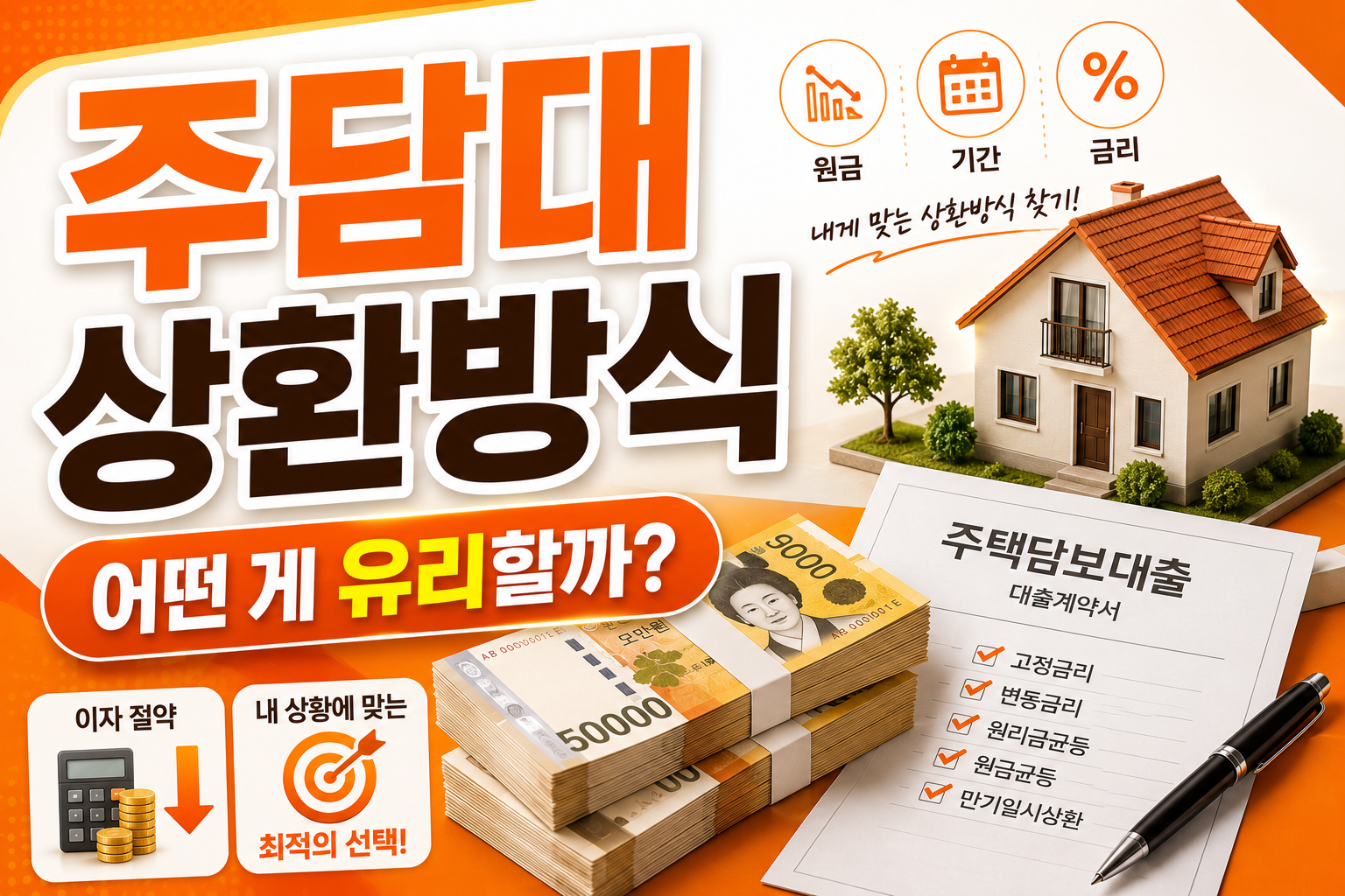 주택담보대출 원금균등 vs 원리금균등 차이 총정리|30년 기준 이자는 얼마나 차이날까?