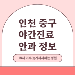인천 중구 야간진료 안과 병원 (18시 이후 늦게까지하는 병원)