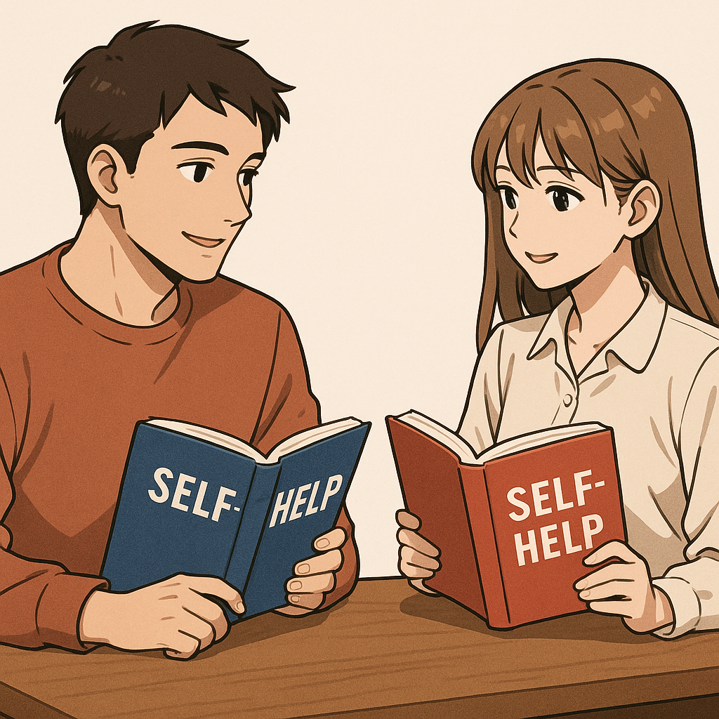 자기계발 독서하는 남녀 이미지