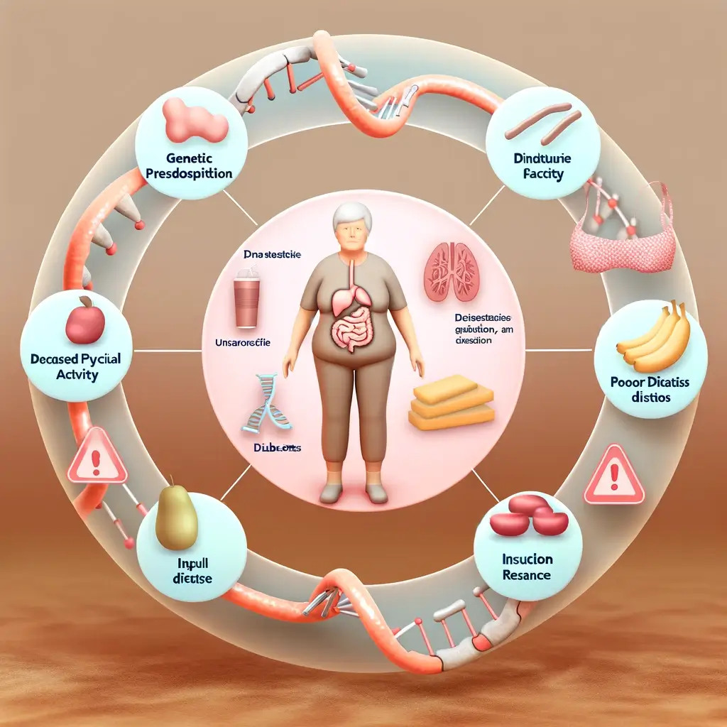 노인의 제2형 당뇨병에 기여하는 요인을 보여주는 이미지