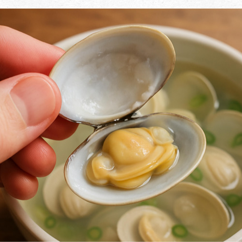 8월 제철 조개의 맛과 향을 표현한 일러스트