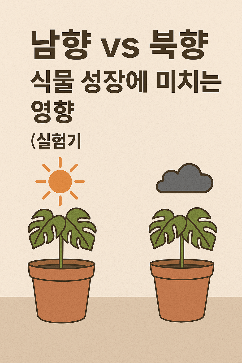 남향과 북향이 식물 성장에 미치는 영향을 비교한 실험