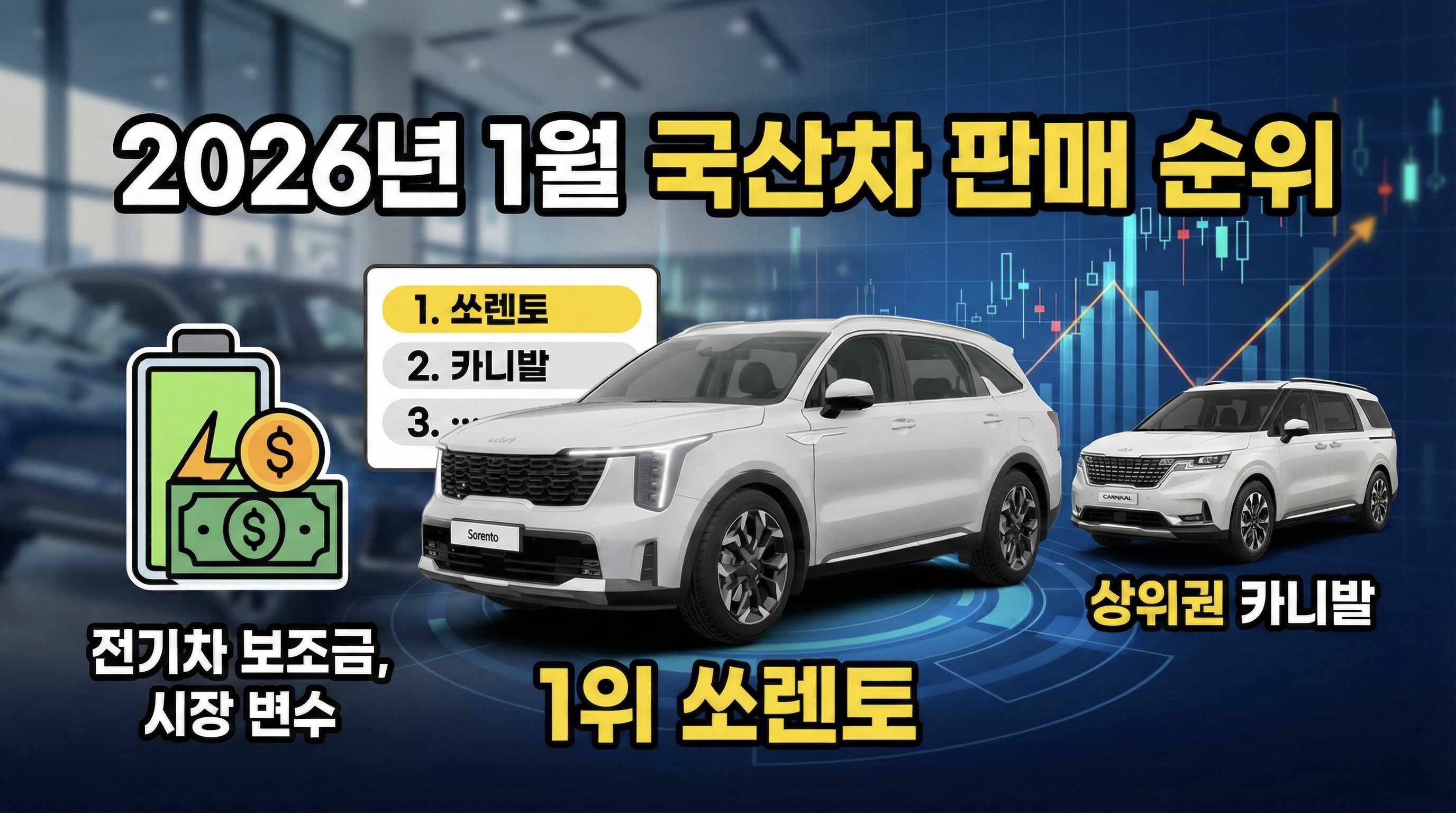 국산차 1월 판매 순위