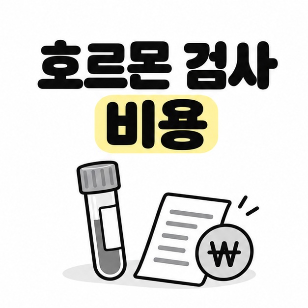 호르몬 검사 비용이라는 제목과 검사 용기, 비용 확인용 메모를 배치한 대표 이미지