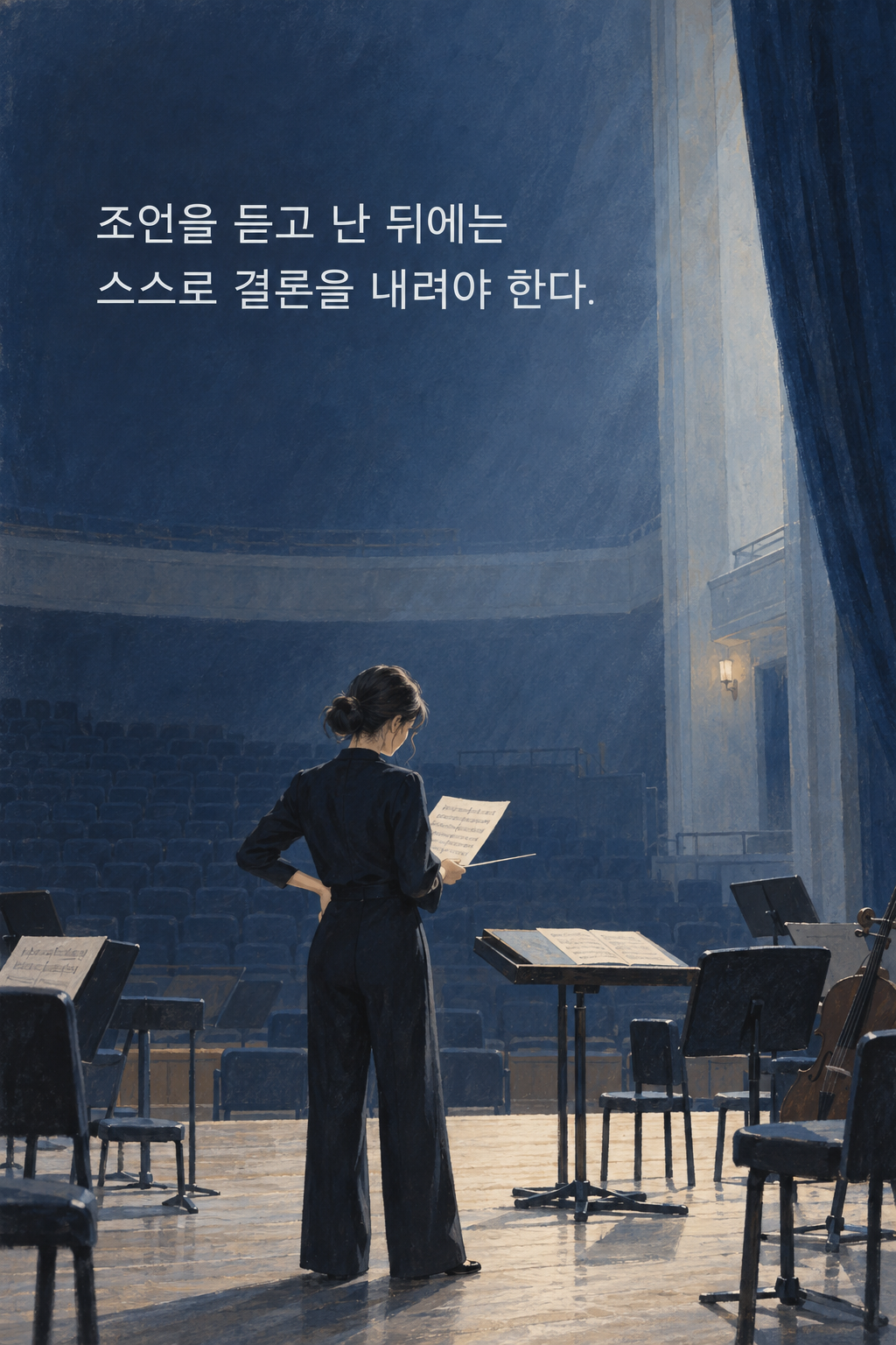 조언을 듣고 난 뒤에는 스스로 결론을 내려야 한다. 문구가 담긴 세로형 이미지
