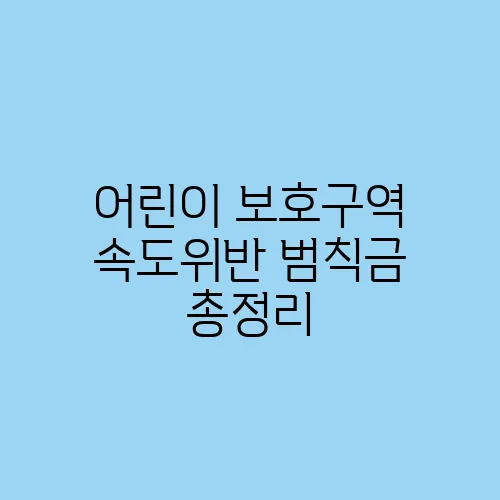 어린이 보호구역 속도위반 범칙금 총정리
