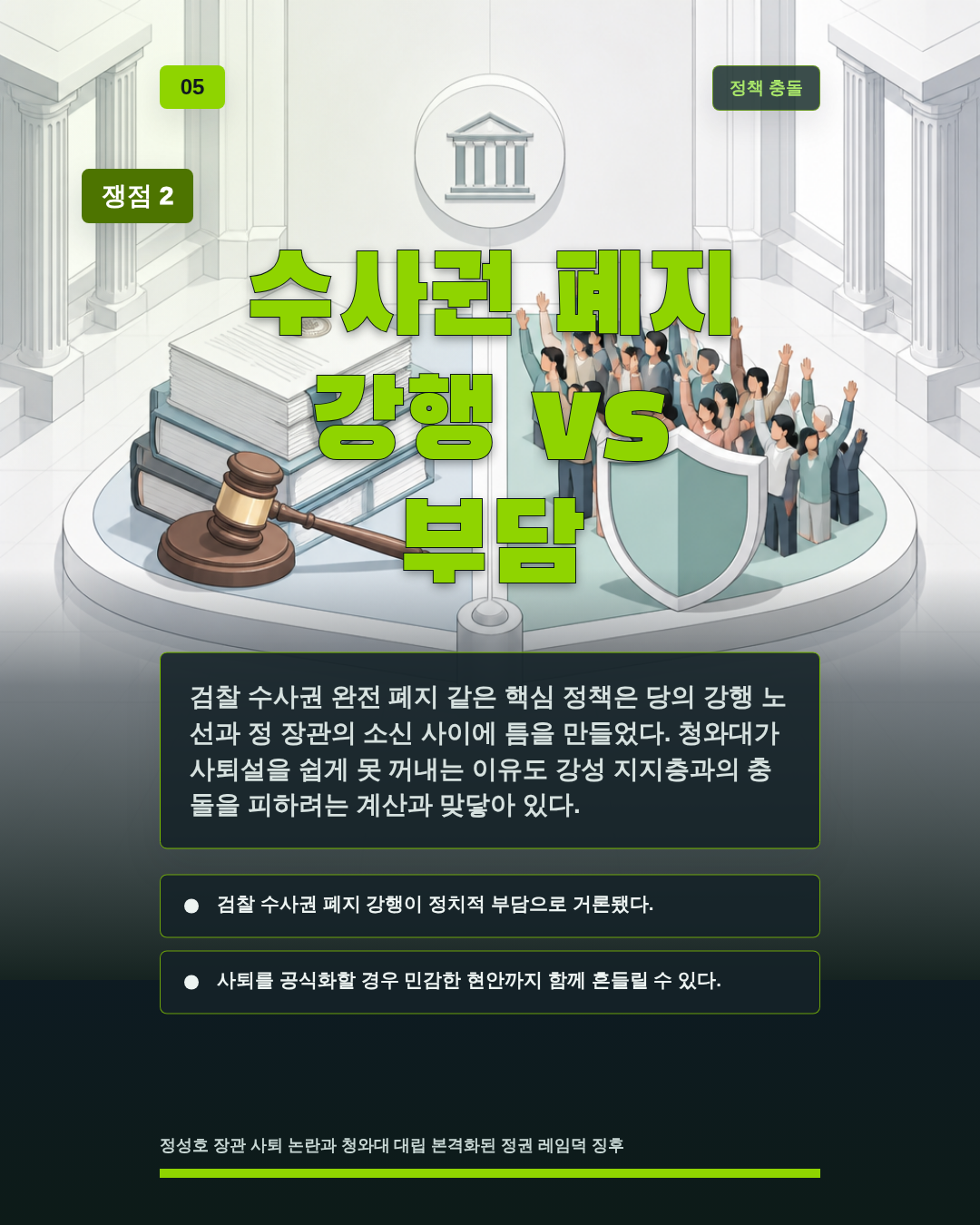 수사권 폐지 강행 vs 부담