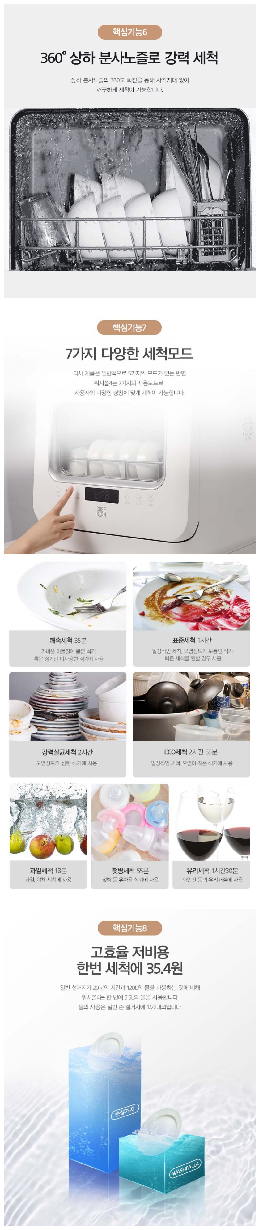 쉐프본 무설치 식기세척기 WQP4-6201-KR