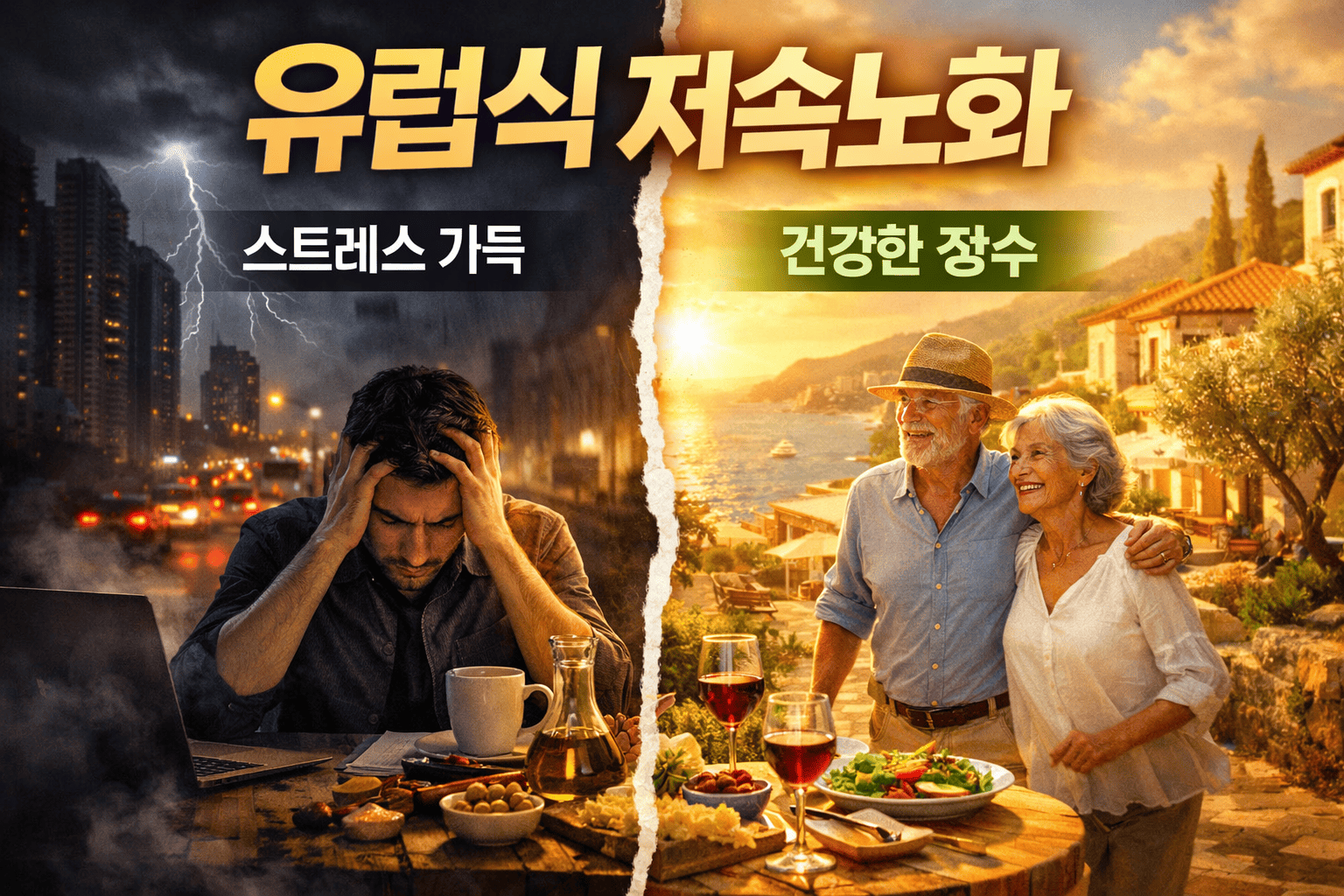 유럽식 저속노화 (지중해식단, 라이프스타일, 장수비결)