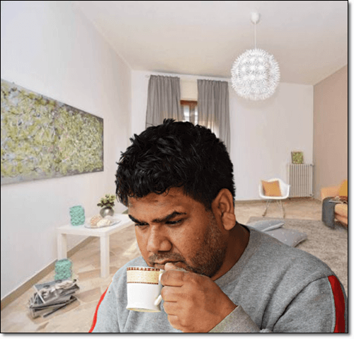 에파조테 차 마시는 남자