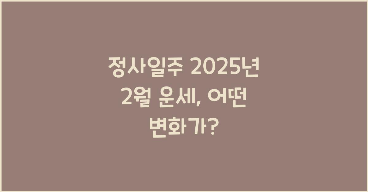 정사일주 2025년 2월 운세