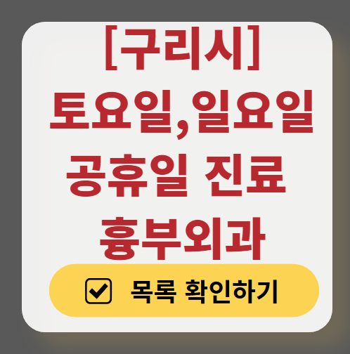 구리시 주말 토요일 일요일 흉부외과 진료 병원 목록 ❘ 공휴일 진료 영업 병원 리스트 찾기