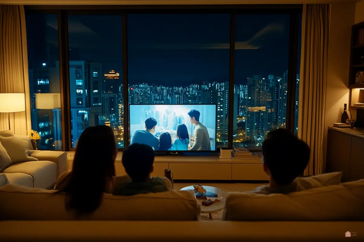 거실에서-드라마를-보고있는-한국인가족03