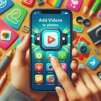 다양한 앱 아이콘 사이에서 영상 추가 앱을 사용하는 모습