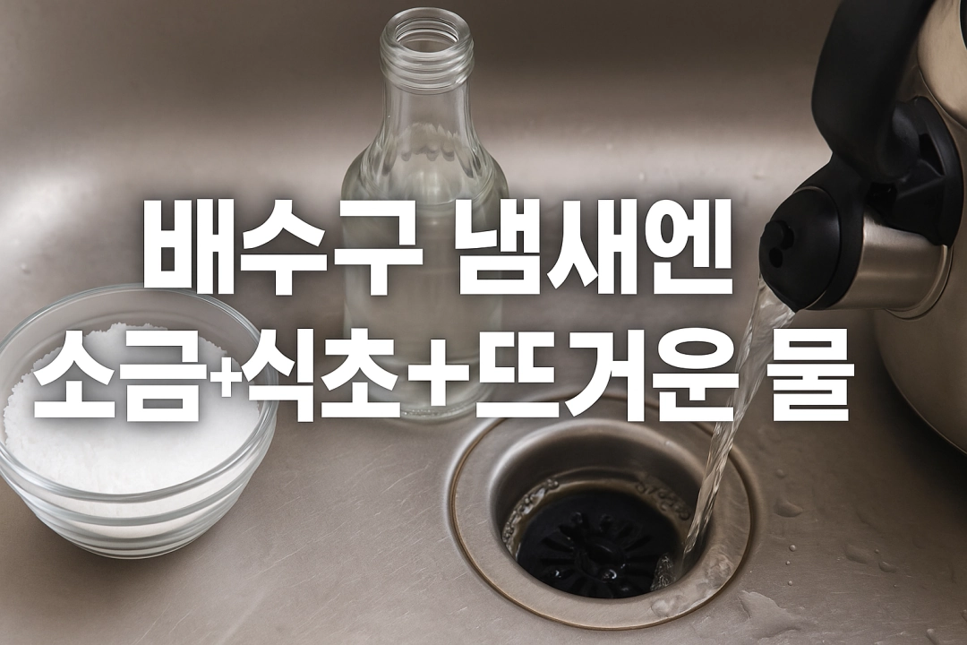 냄새 없는 집 만들기 : 배수구 악취 제거 비법, 소금 식초 뜨거운 물 조합