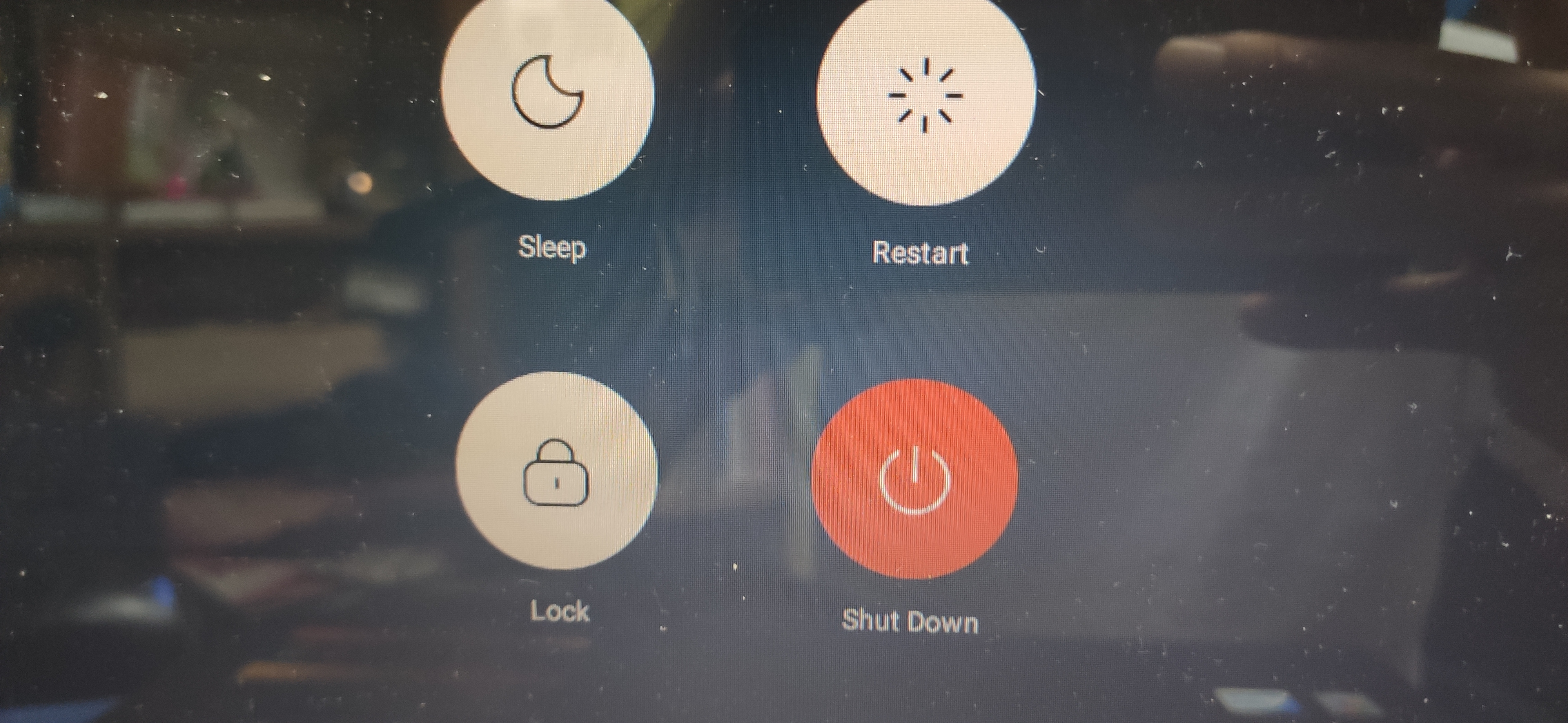 전원 버튼을 눌렀을시 나타나는 버튼들