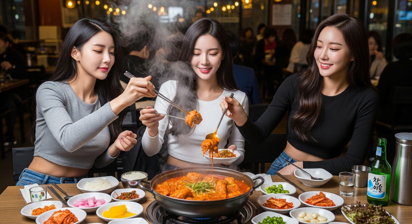 닭도리탕을 먹는 여자들