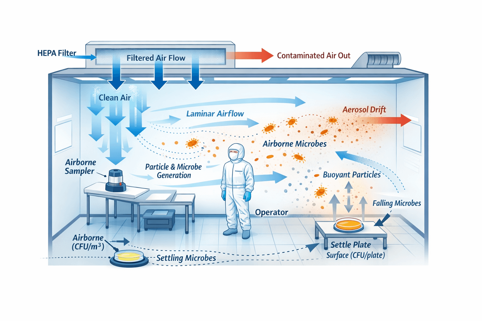 클린룸 오염제어에서 미생물 샘플링은 오염을 정량적으로 평가하기 위한 핵심 관리 절차이다.