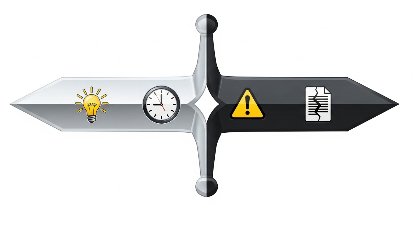 AI 기술의 명과 암을 나타내는 양날의 검