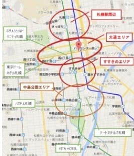 지도에 일본어가 적혀 있다.