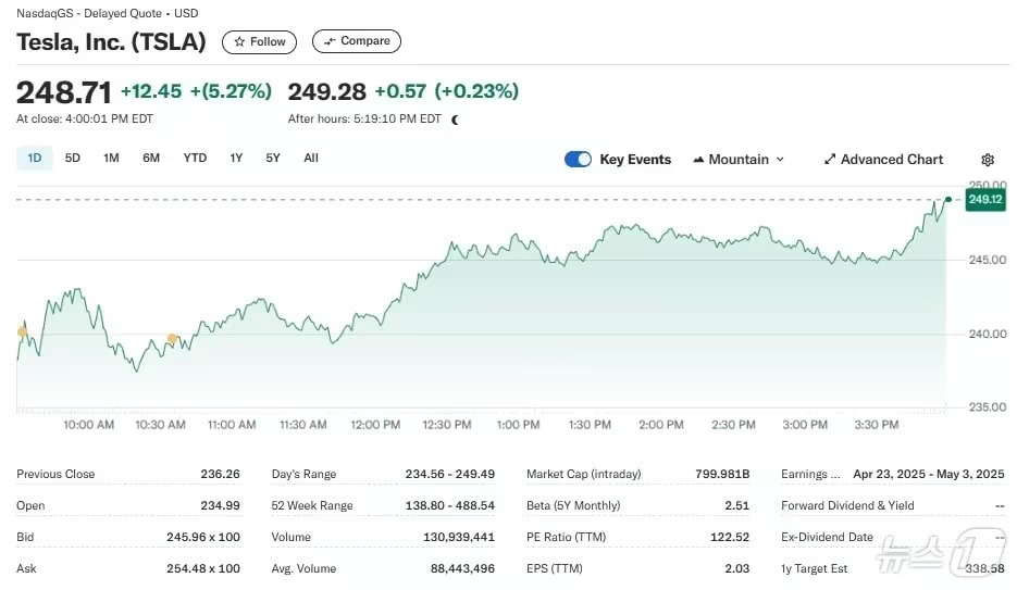 위기 속 머스크의 승부수…“테슬라 주식 팔지 마세요”, 주가는 5% 반등