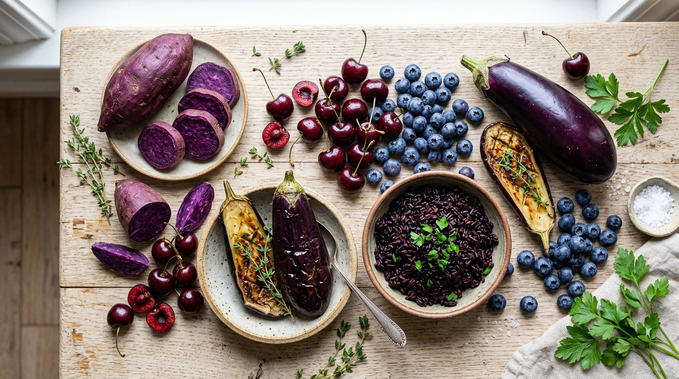 혈관과 노화 방지에 좋은 대표적인 퍼플 푸드 모음