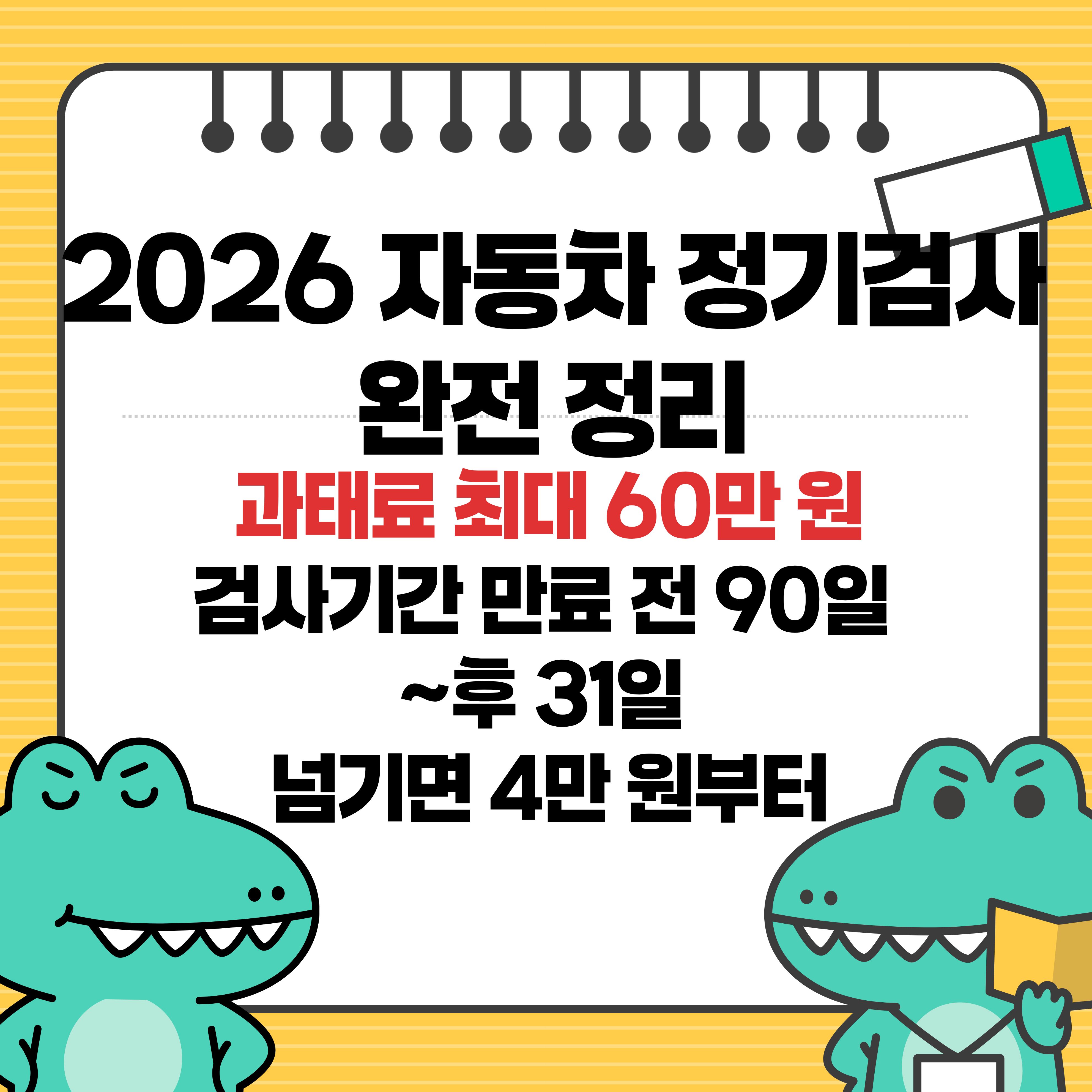 2026 자동차 정기검사 기간 과태료 4만원 60만원 지연 기산점