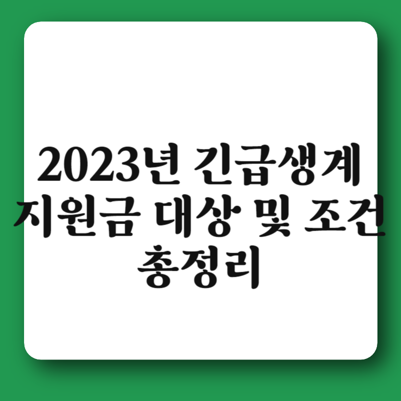 2023년 긴급생계지원금 대상 및 조건 총정리