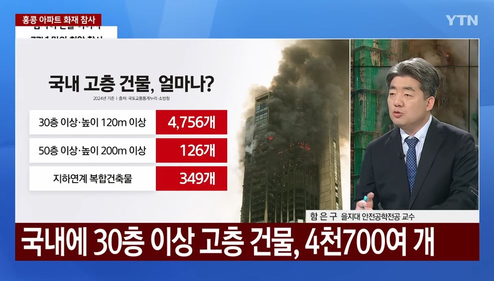 홍콩 아파트 화재 피해 상황 점검 한국아파트 스프링클러 설치 안 돼