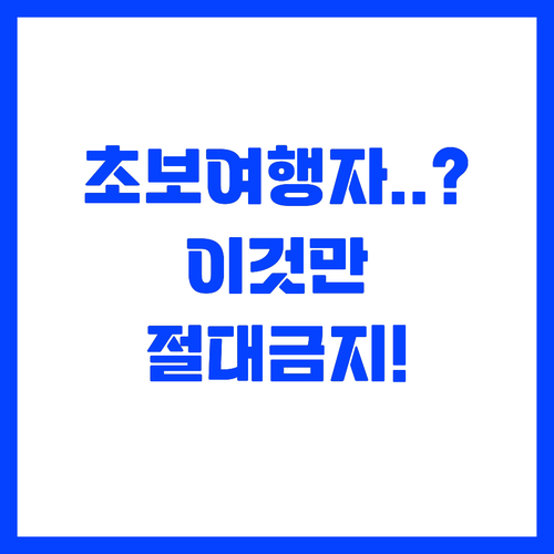 여행 초보가 가장 많이 하는 실수와 ..