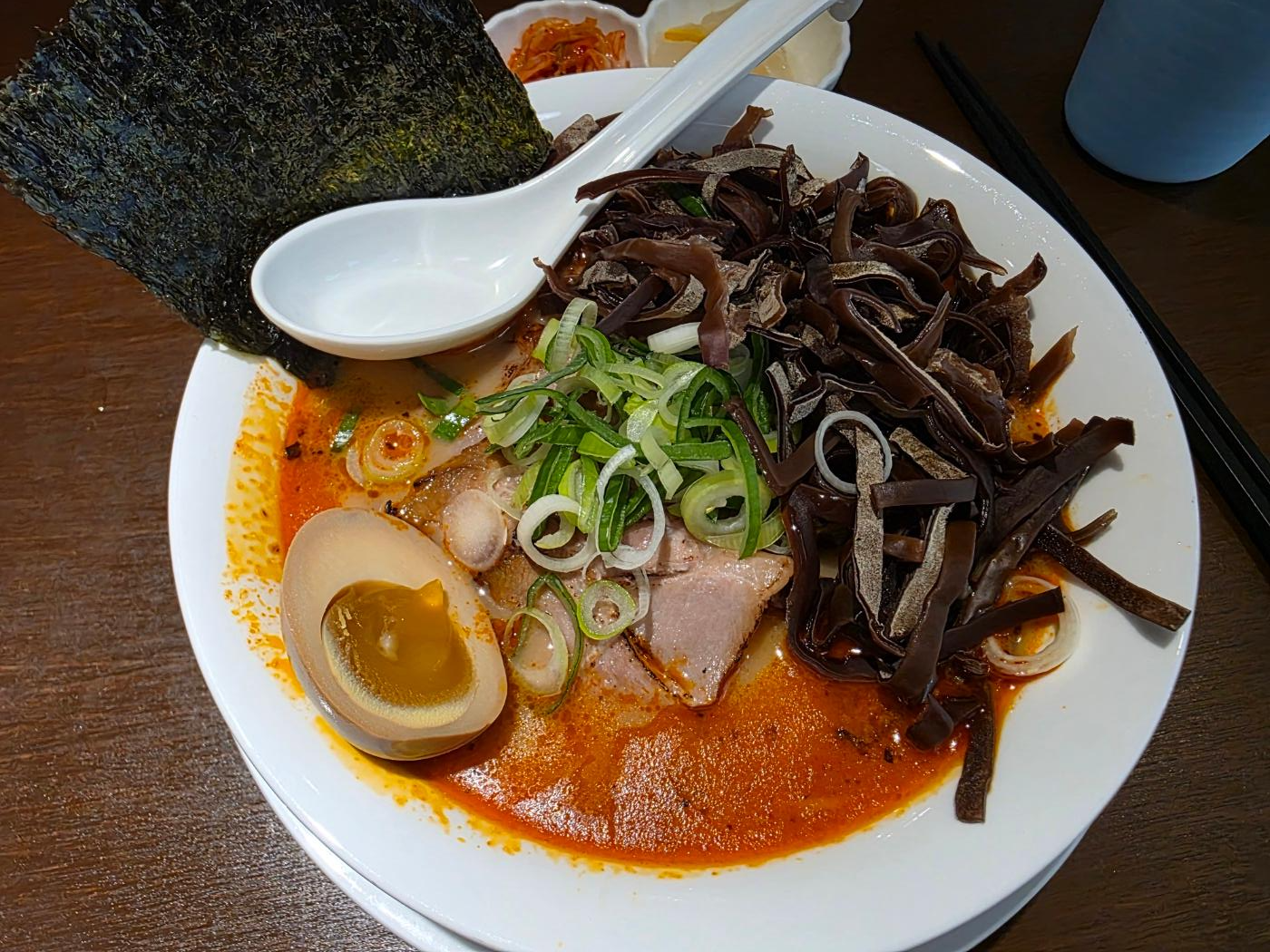 카라이라멘 클로즈업과 육수