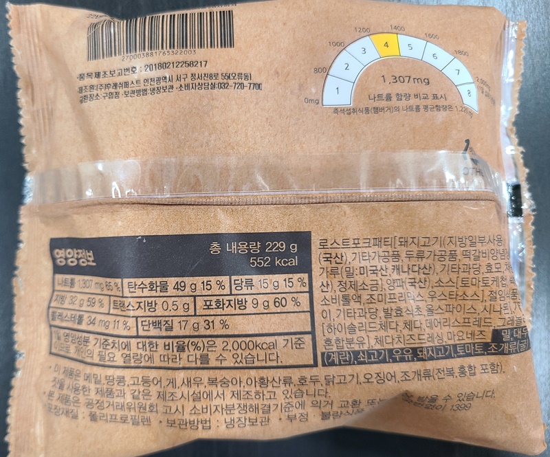 햄버거-영양정보